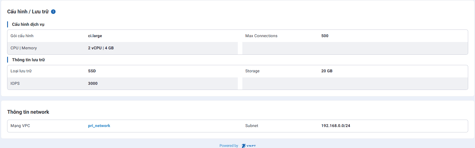 Xem chi tiết dịch vụ SQL Database | Tài liệu VNPT Cloud