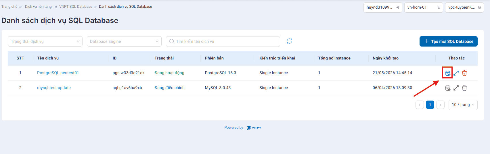 Gia Software Sql Gia hạn SQL Database | Tài liệu VNPT Cloud